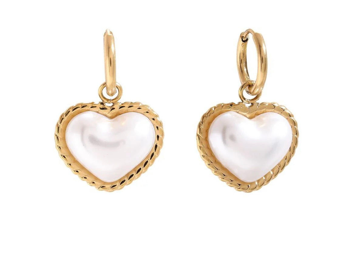 heart earrings "Pearl Love"