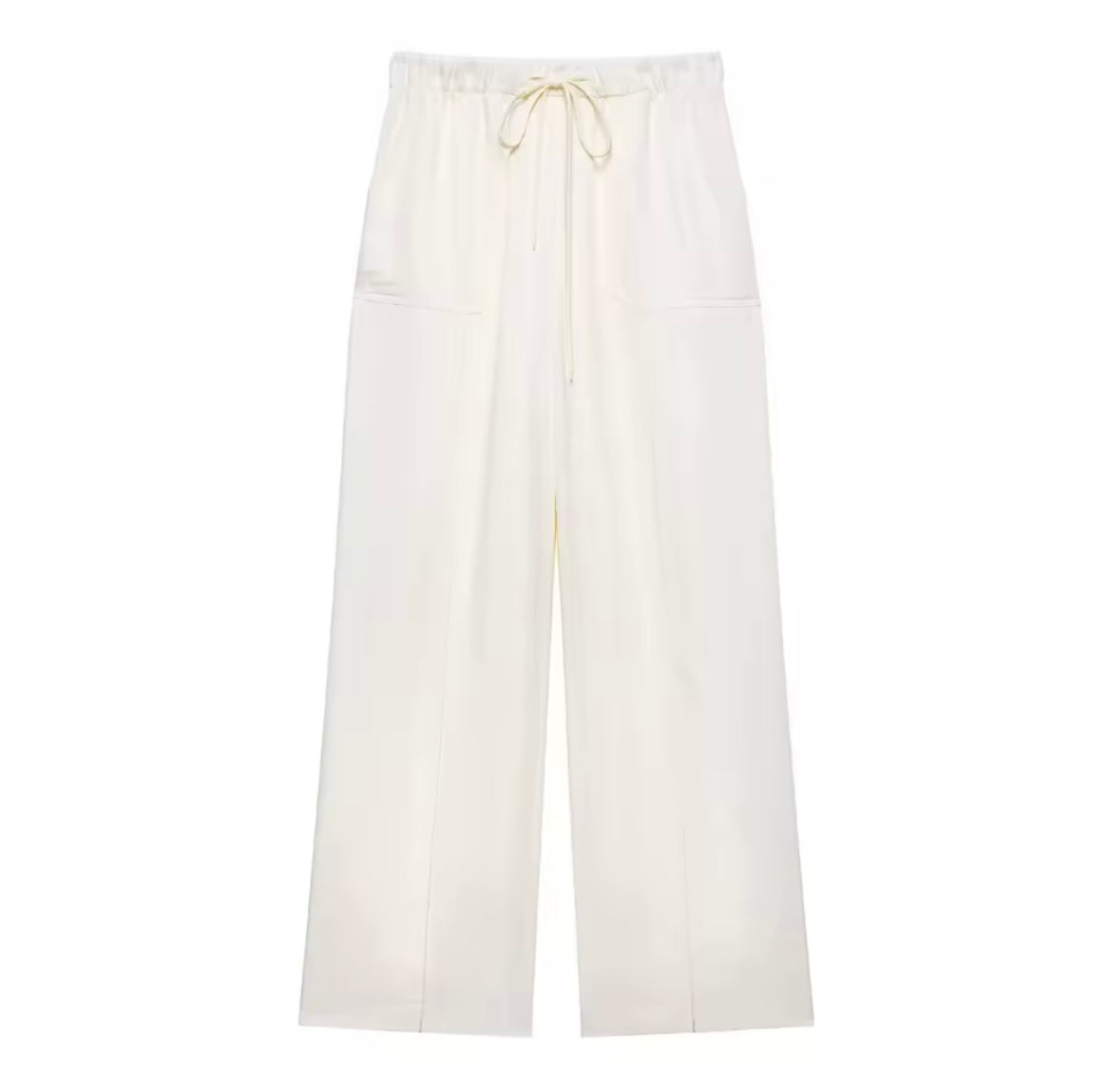 Zweiteiler-Set in Creme – Asymmetrisches Top & Wide-Leg Hose