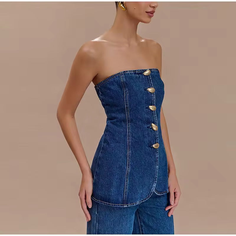 Denim Chic Corset Top