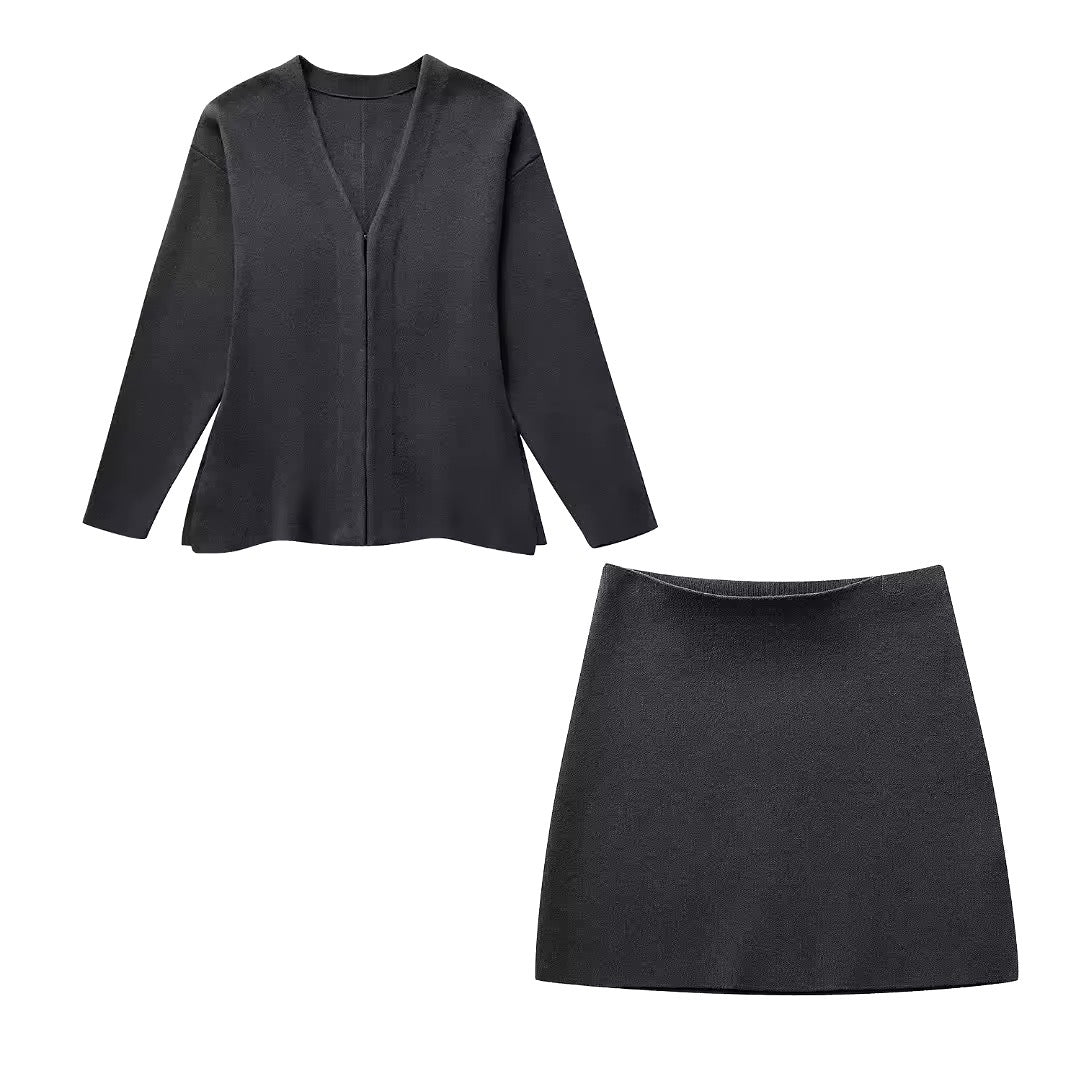 Two-piece knitting set - sweater and skirt