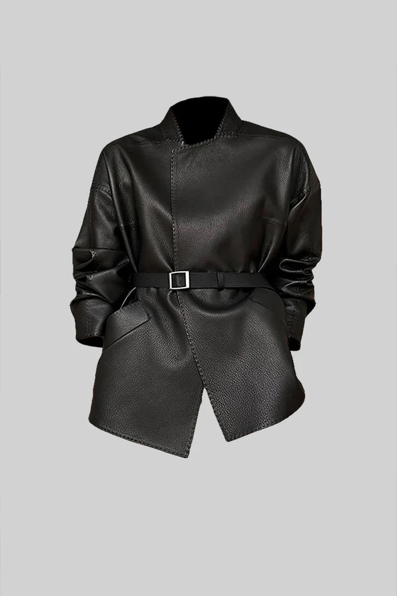 tailored faux leather blazer