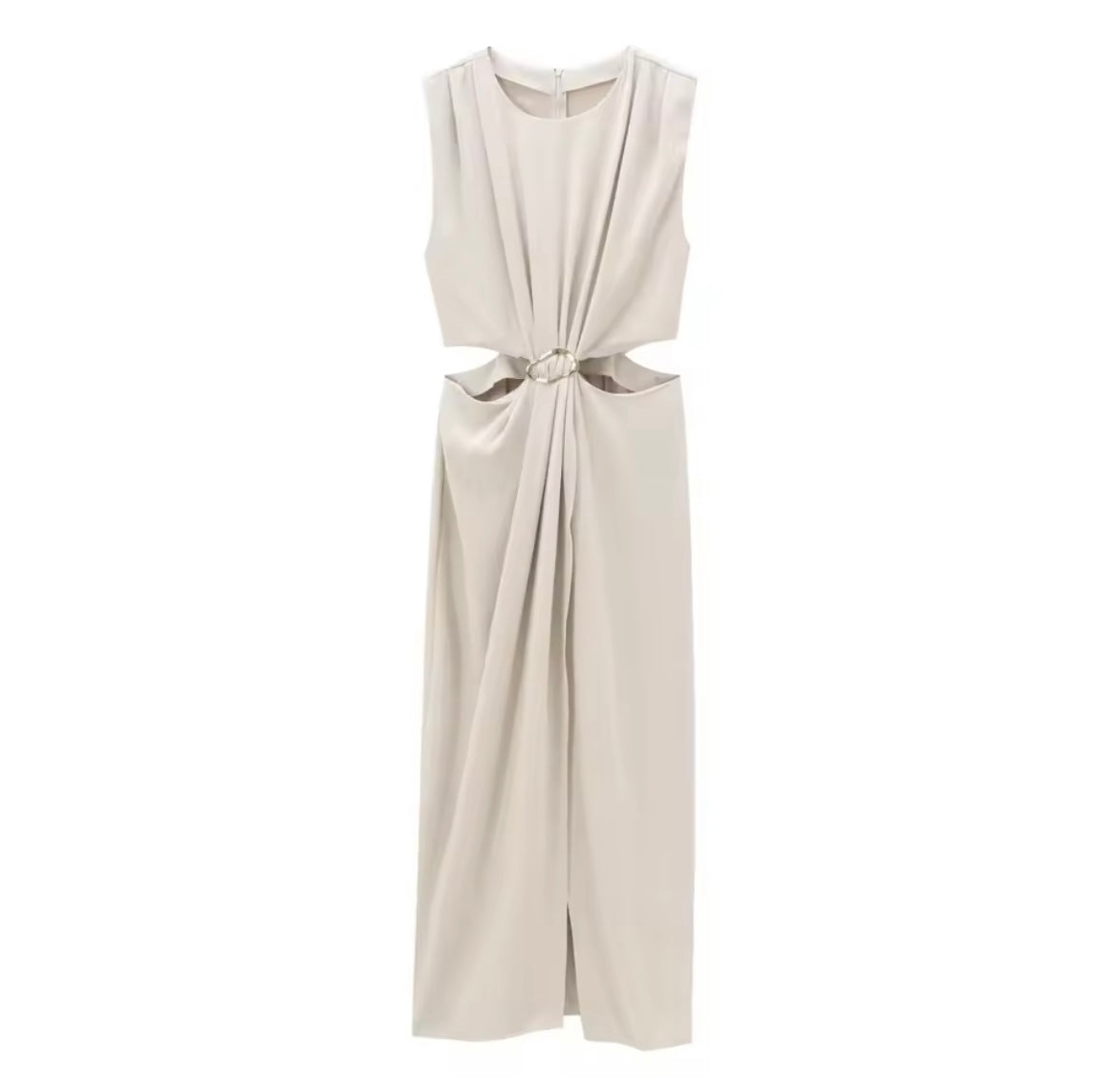 Cut-Out Midikleid mit Zierschnalle