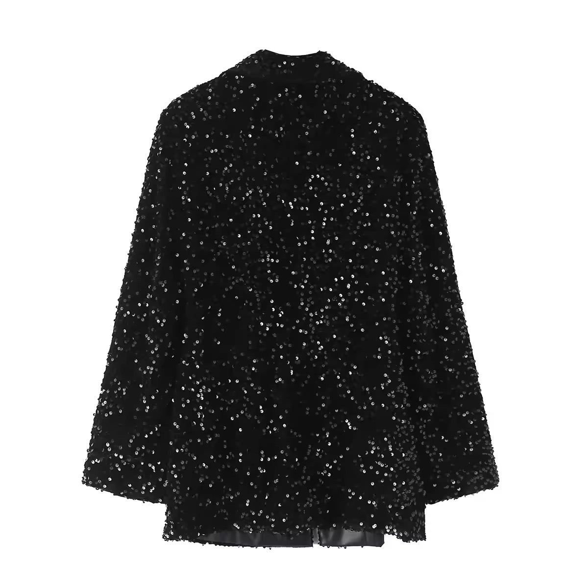 Elegant sequin blazer with belt