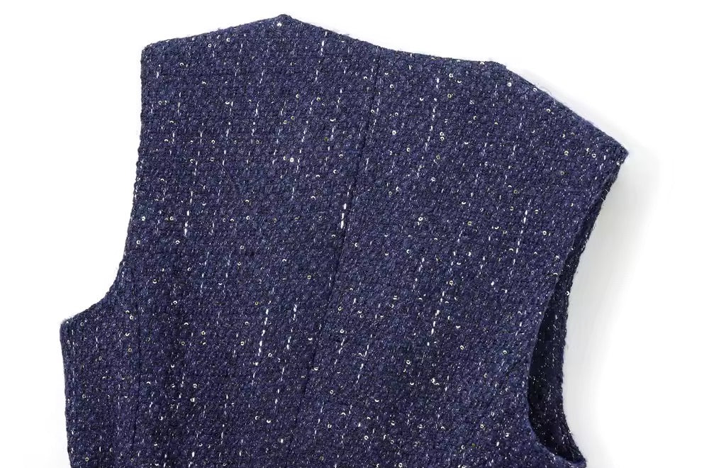 Elegante Tweed-Weste mit Gürtel
