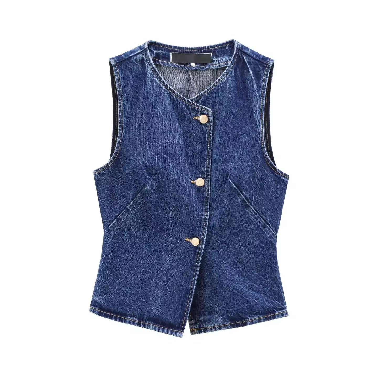 Denim Vintage Weste – Asymmetrischer Schnitt