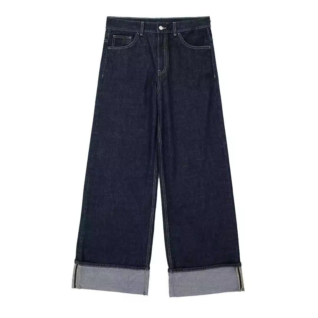 Wide Leg Jeans mit Umschlag