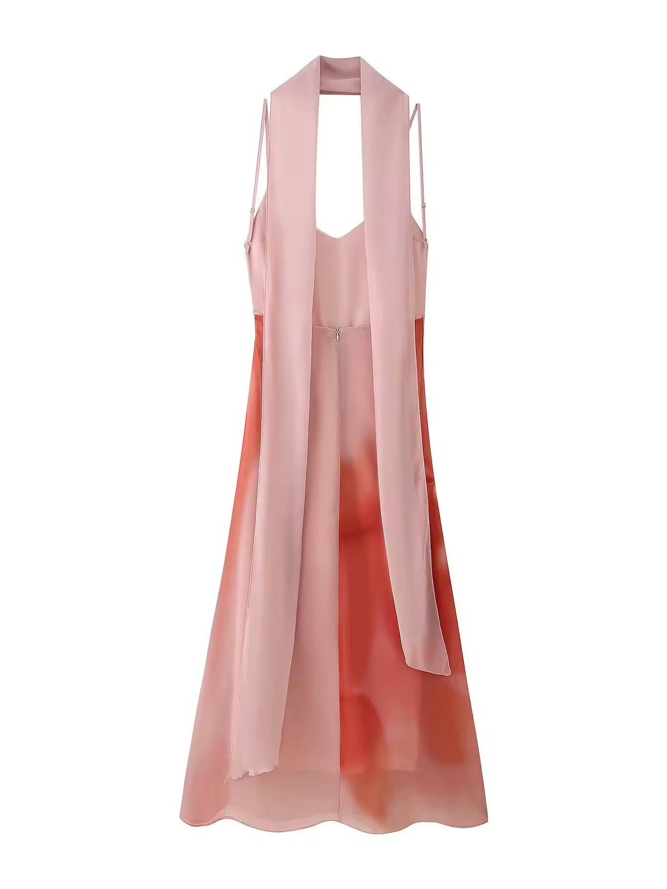 Fließendes Maxikleid mit Aquarell-Print