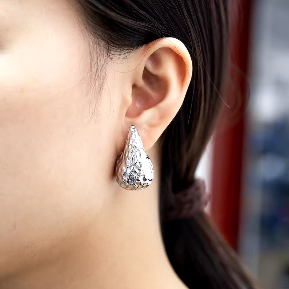 Gold Drop-Shaped Statement Earrings