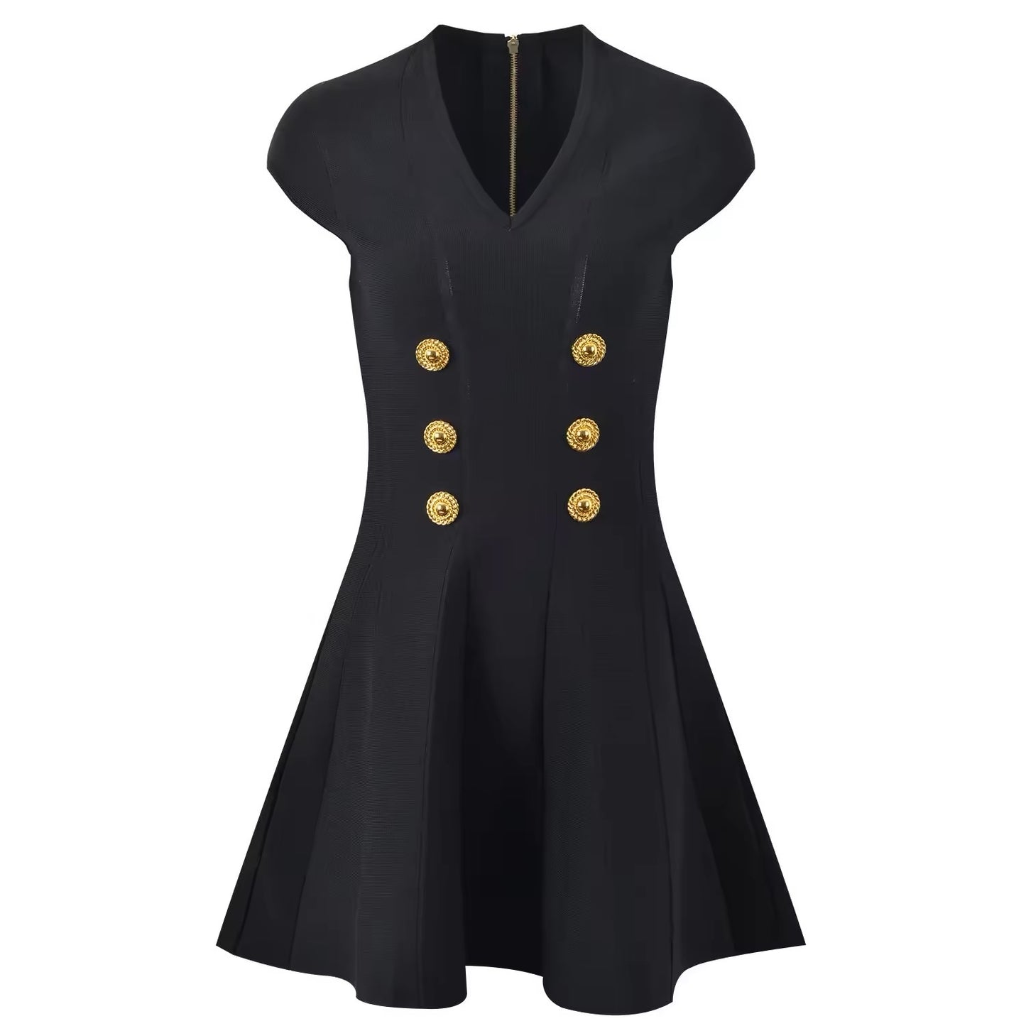 Elegant midi dress with gold buttons