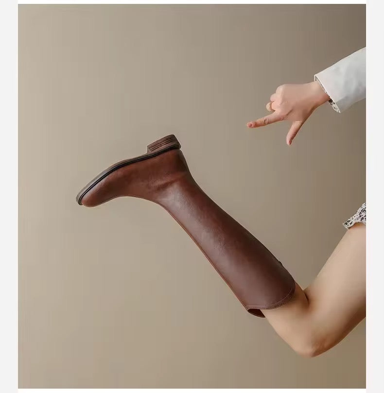 knee-high leather boots