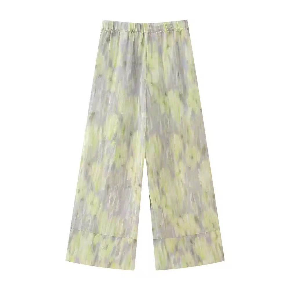 Lime Mist – Zweiteiliges Set aus Bluse & weiter Hose