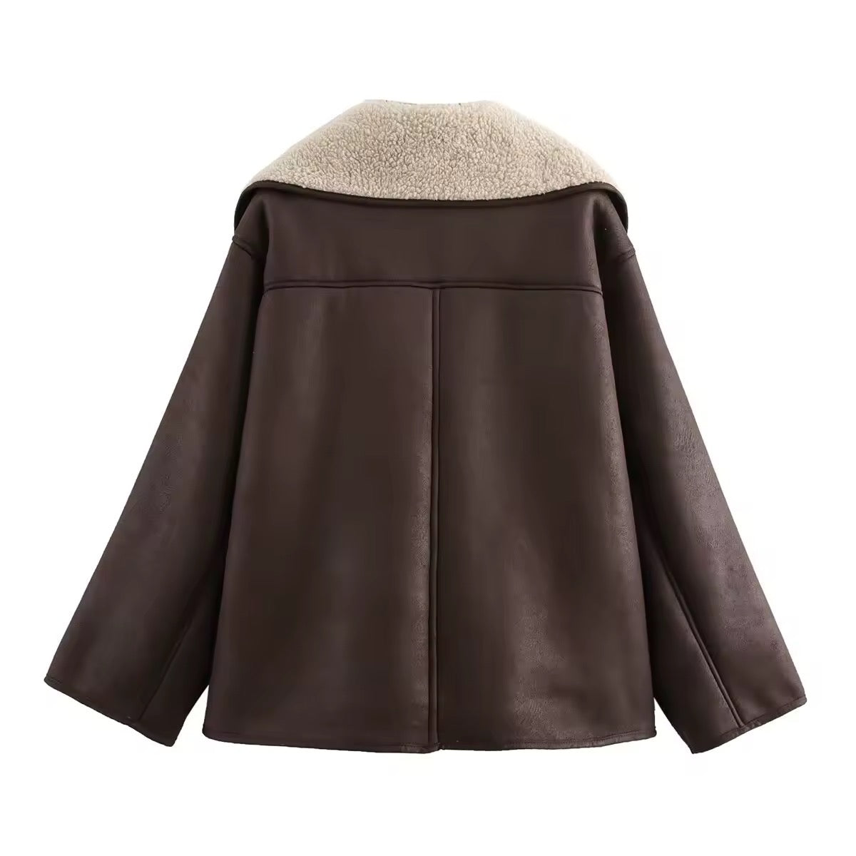 Damen Winterjacke – Kunstleder & Teddyfell