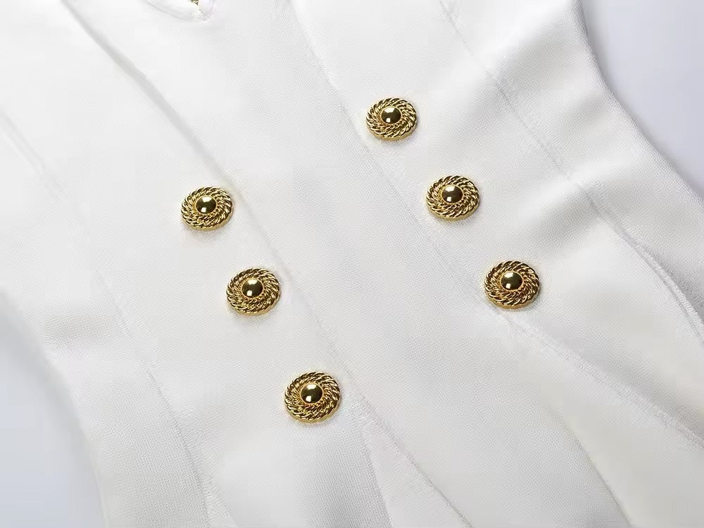 Elegant midi dress with gold buttons