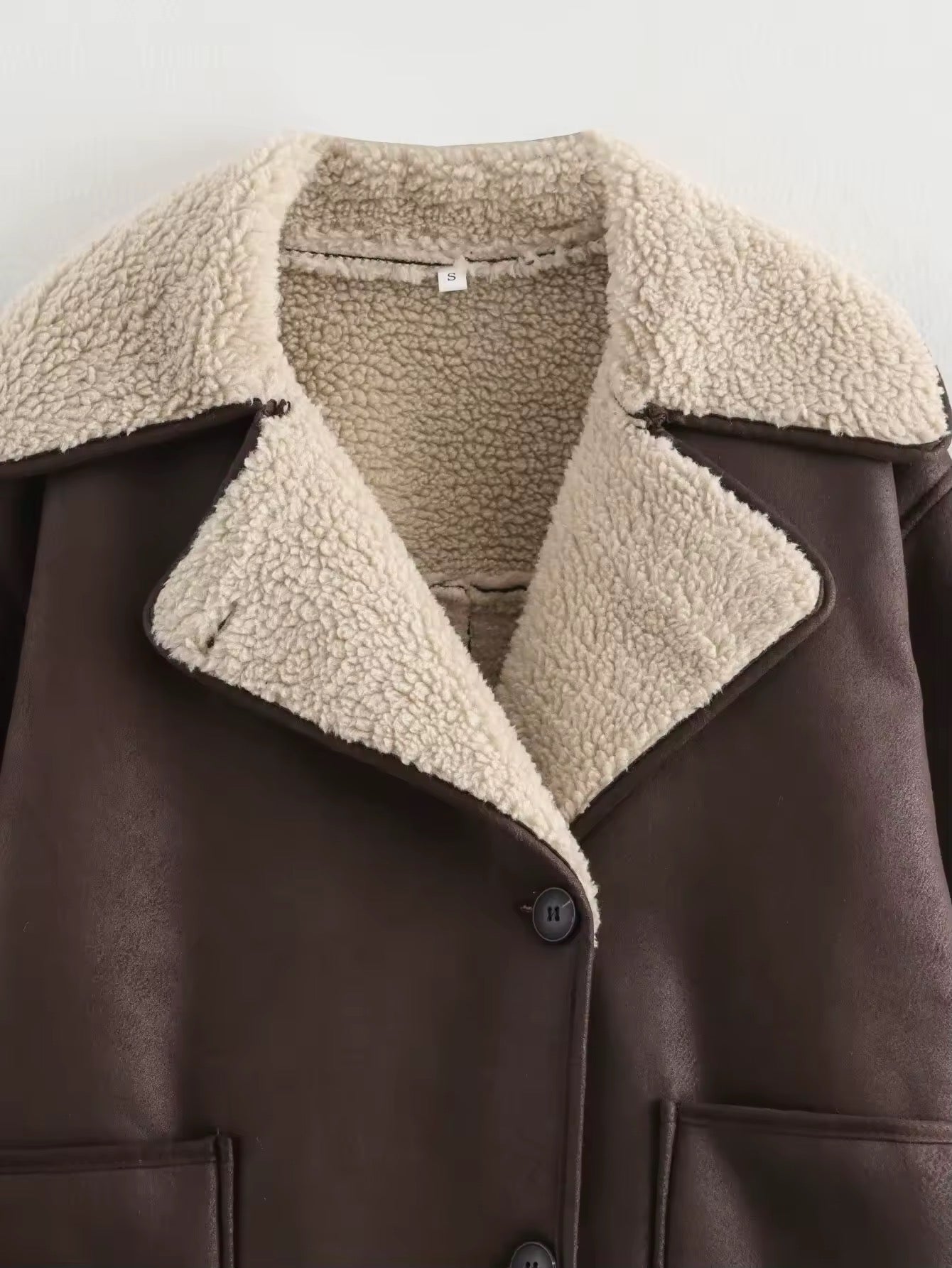 Damen Winterjacke – Kunstleder & Teddyfell