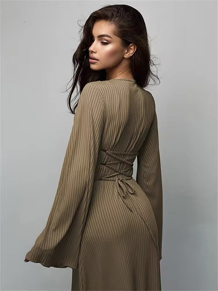 Black maxi dress with bell sleeves