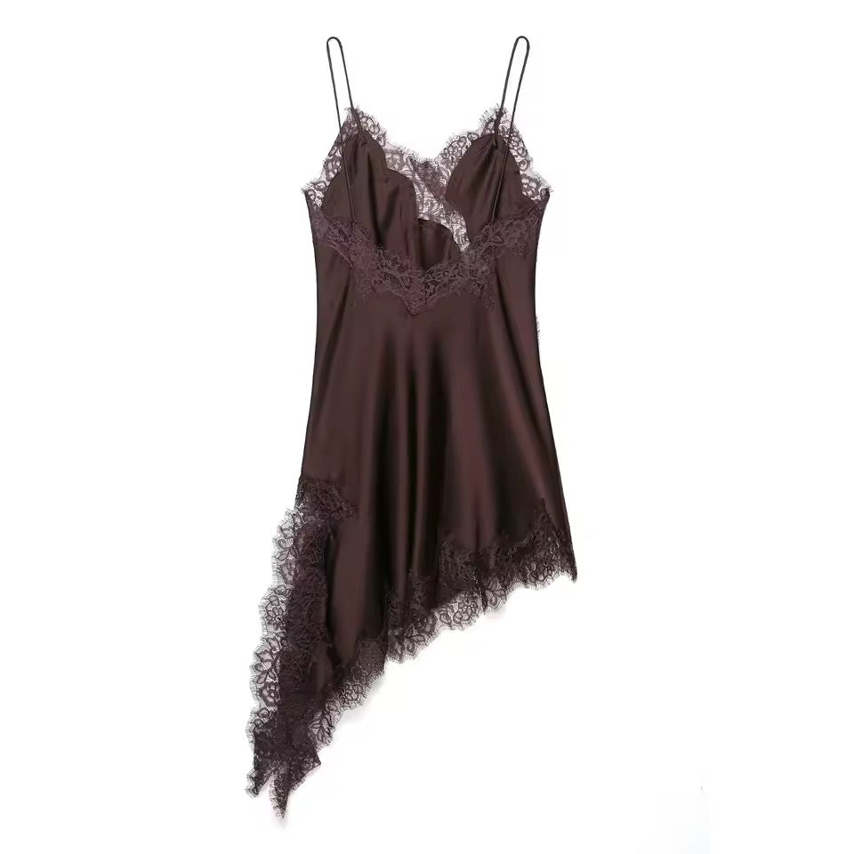 Satin Spitzen Kleid