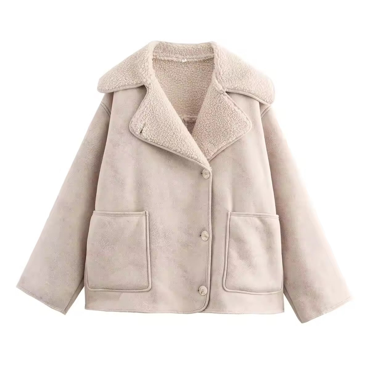 Damen Winterjacke – Kunstleder & Teddyfell
