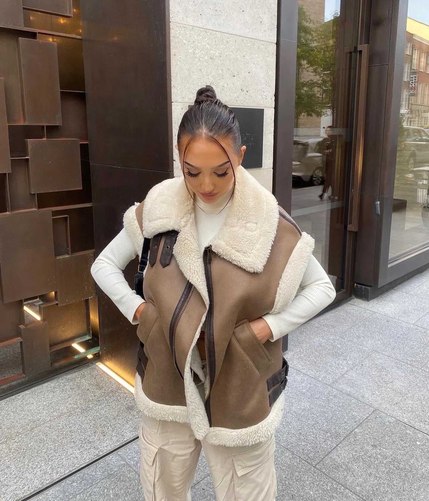 gilet en peau de mouton pour femme
