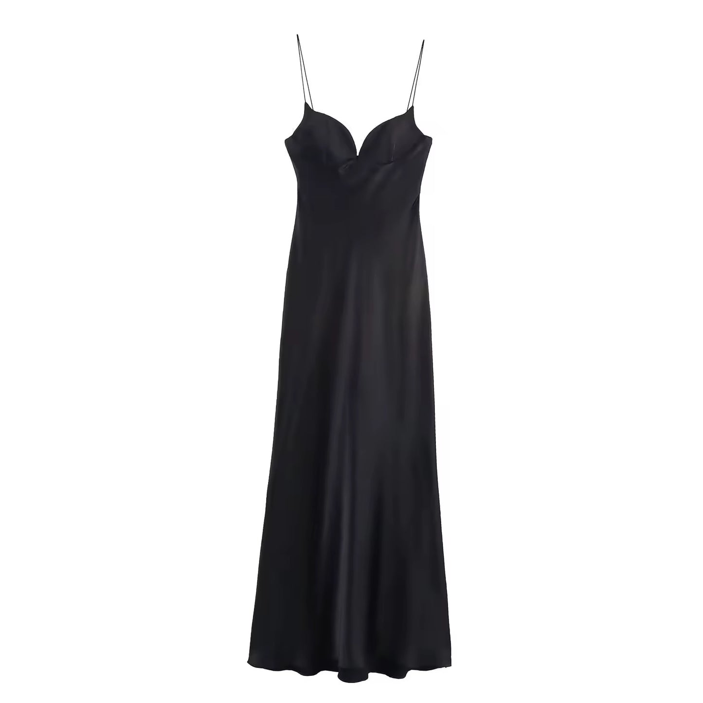 Elegantes Satin-Maxikleid mit Spaghettiträgern