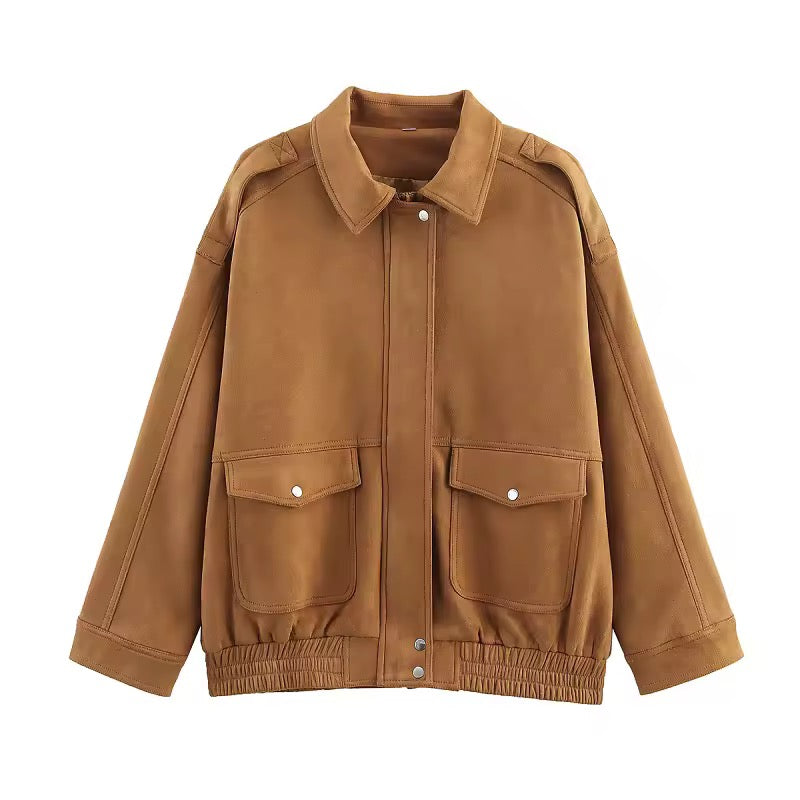 Oversize Lederoptik-Jacke