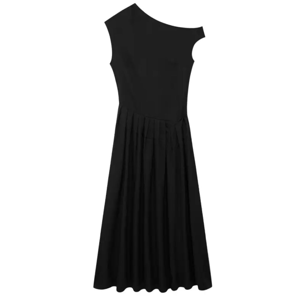 Elegant black one-shoulder maxi dress