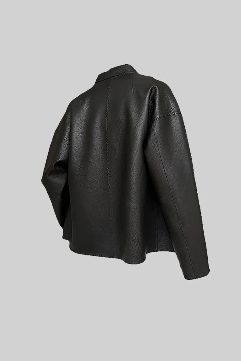 tailored faux leather blazer