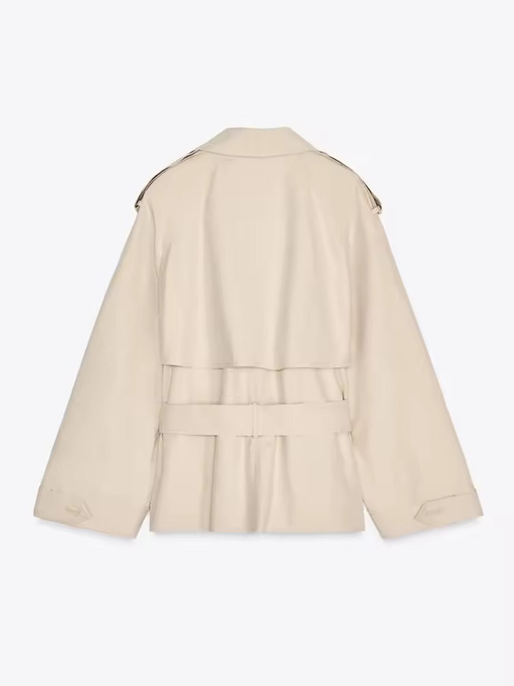 Kurzer Trenchcoat „Classic Beige“ mit Bindegürtel