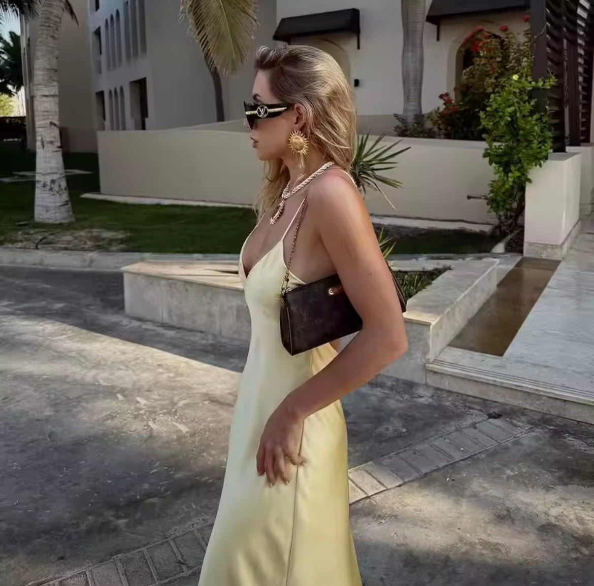 Langes Satin Slip Kleid