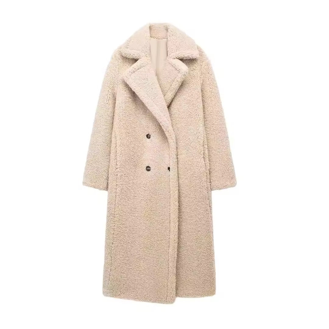 Manteau en peluche élégant avec col à revers