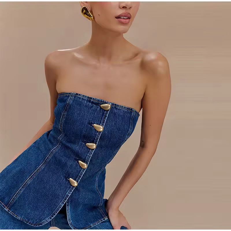 Denim Chic Corset Top