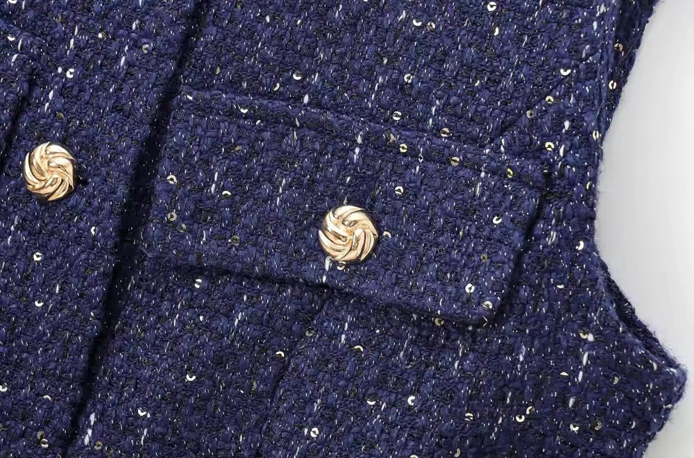 Elegante Tweed-Weste mit Gürtel