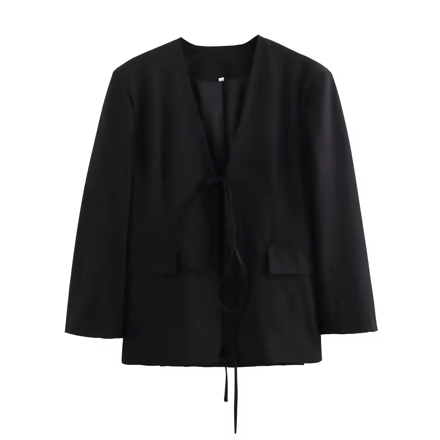 Eleganter Schwarzer Blazer mit Bindeschleife