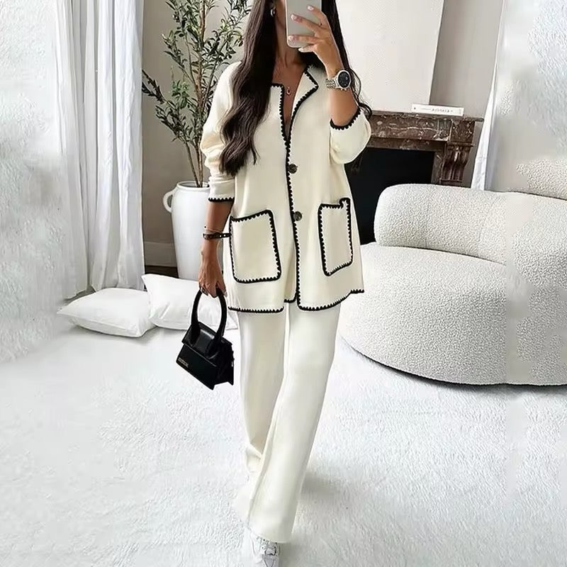 Two-piece set with contrast stitching