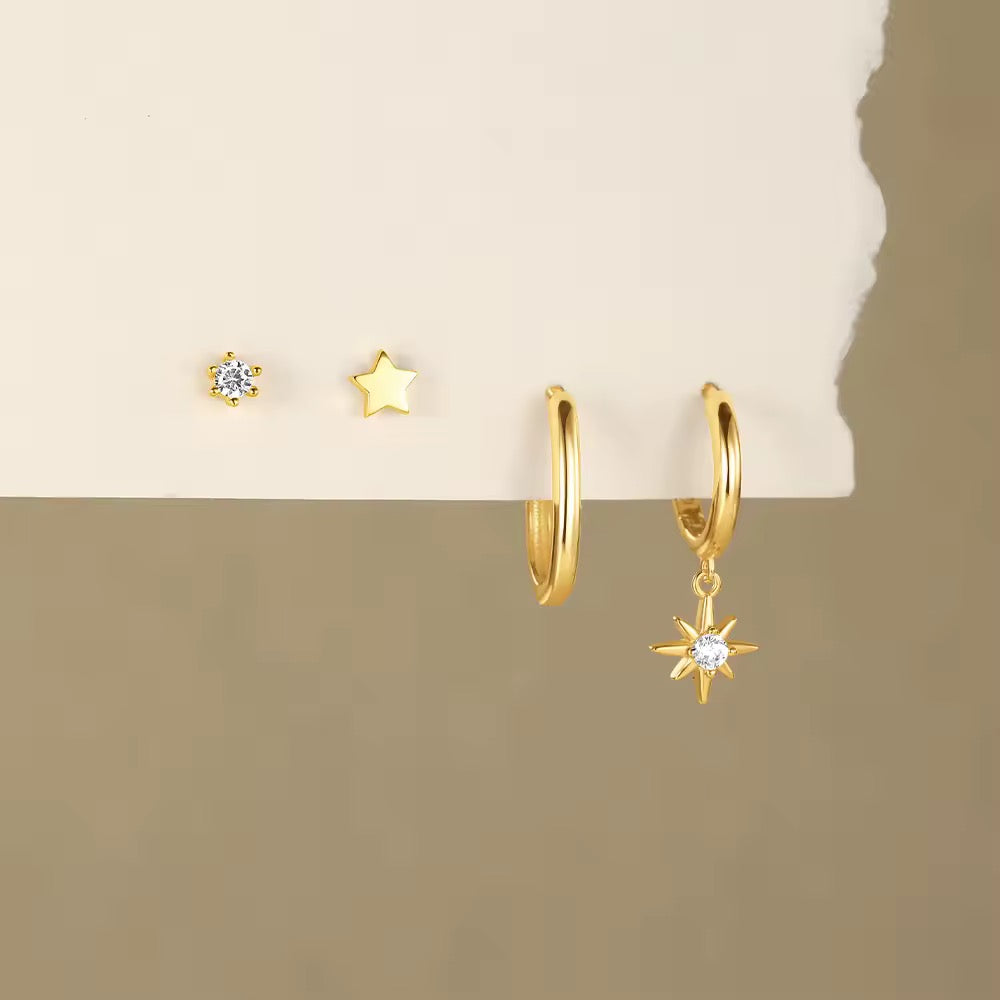 Goldene Wasserdichte Ohrschmuck-Kollektion „Celestial Glow“