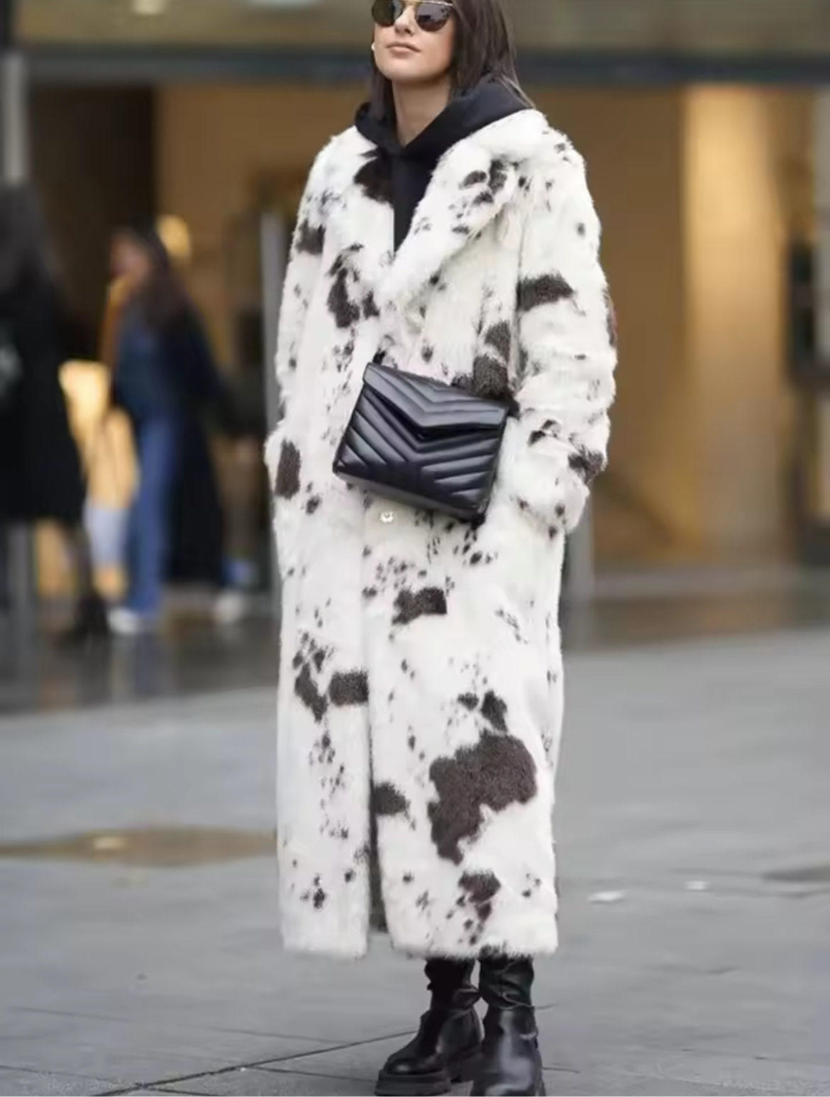 Manteau long en fausse fourrure de vachette