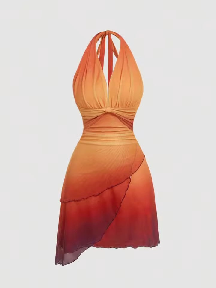 Sunset Glow Cut-Out Kleid