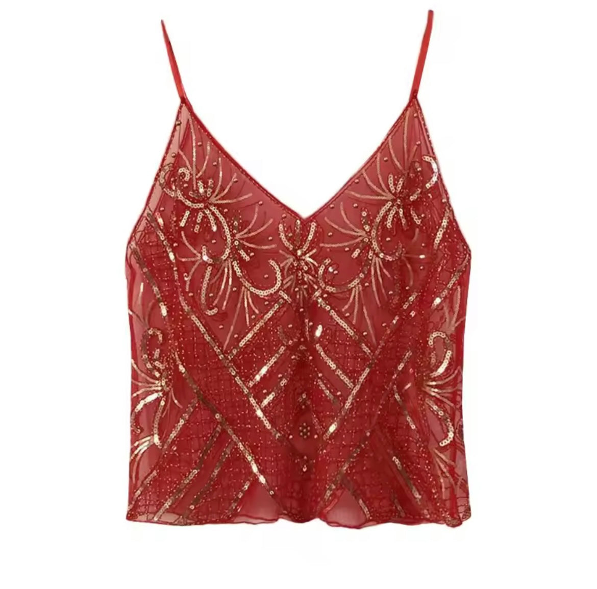Pailletten-Spitzen-Camisoletop