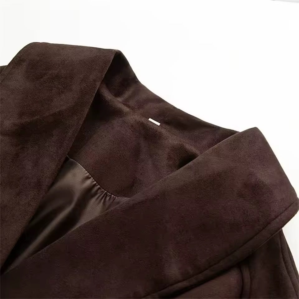 Kunstleder-Blazer in Dunkelbraun