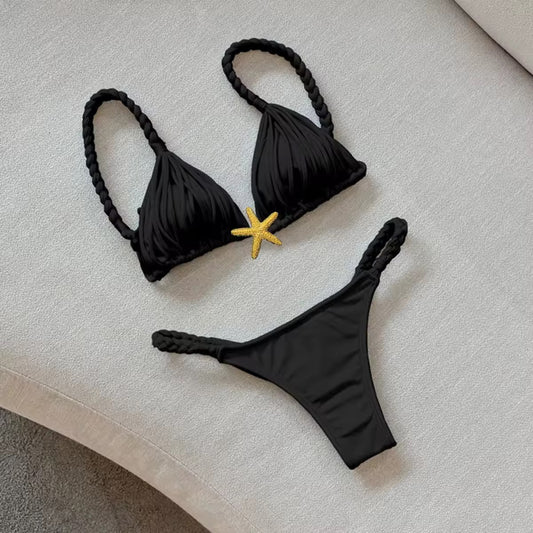 Bikini mit Flechtdetails – Boho Beach Look