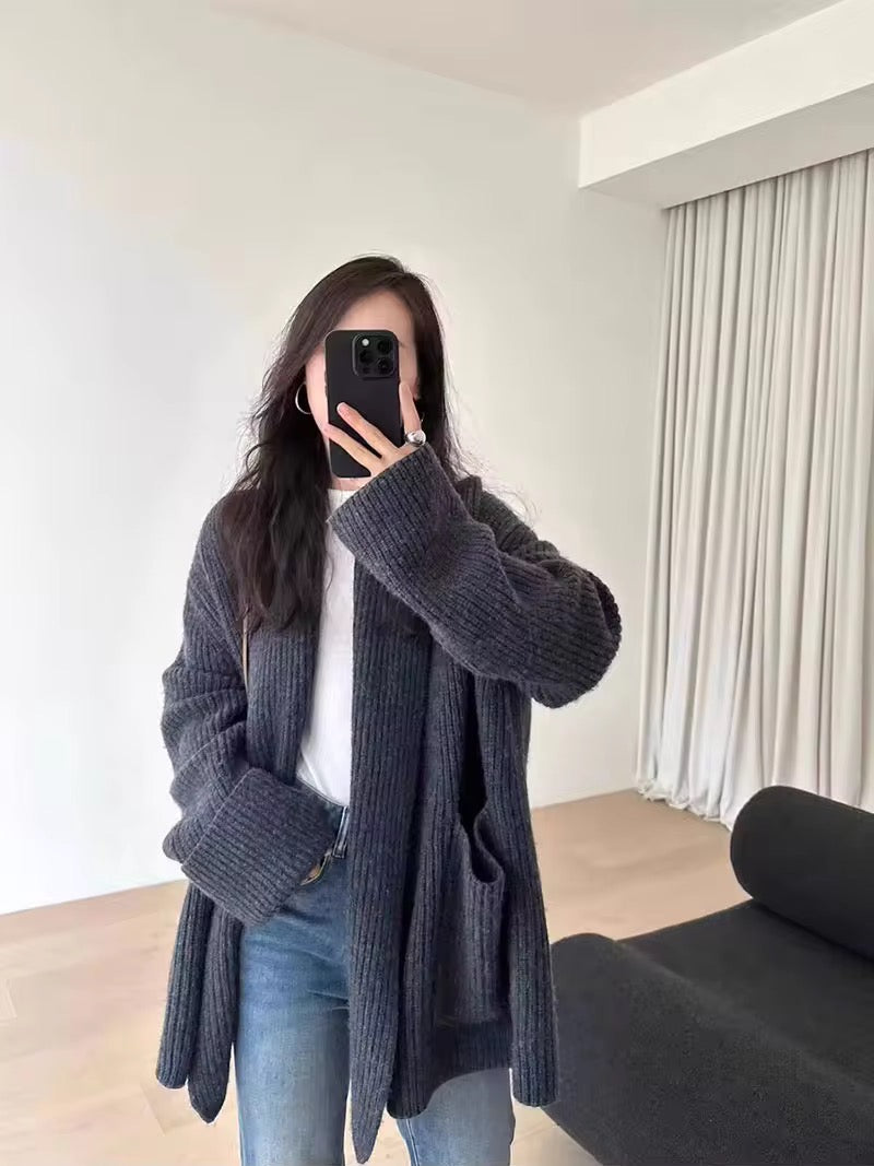 Oversized Strick-Cardigan mit Taschen