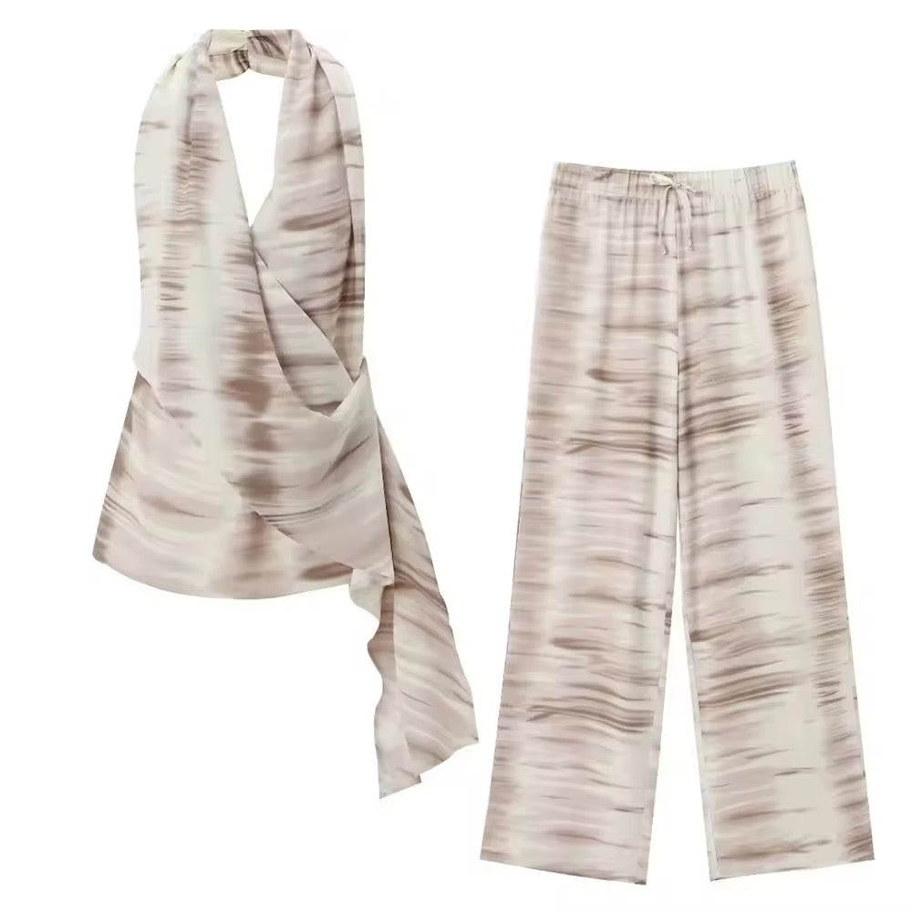 Zweiteiliges Set – Wickel-Top & Palazzohose