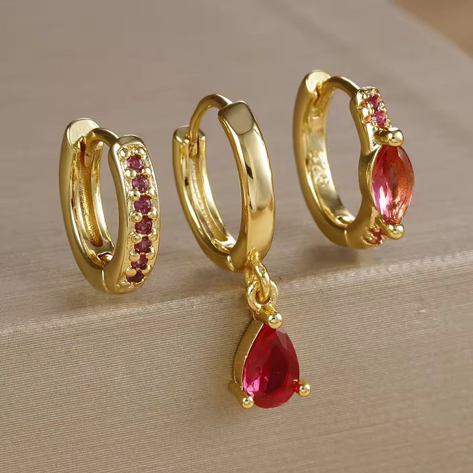 Edelstahl Creolen mit Zirkonia