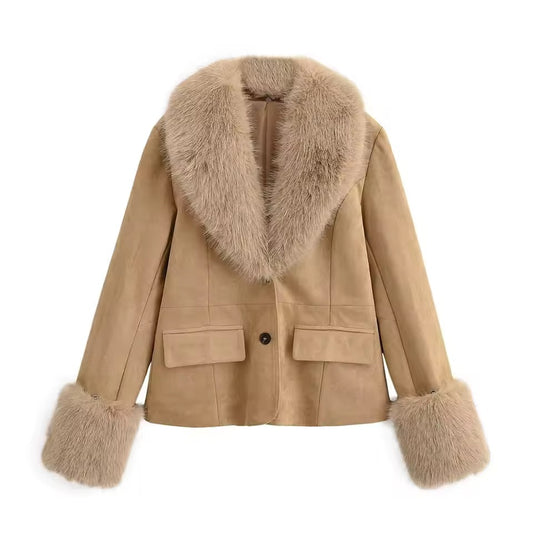 Faux Fur Collar Jacke