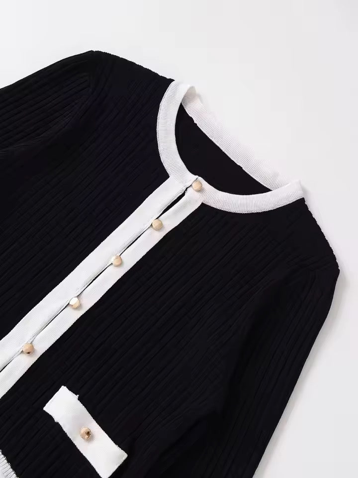 Two-Tone Ruffle Cardigan