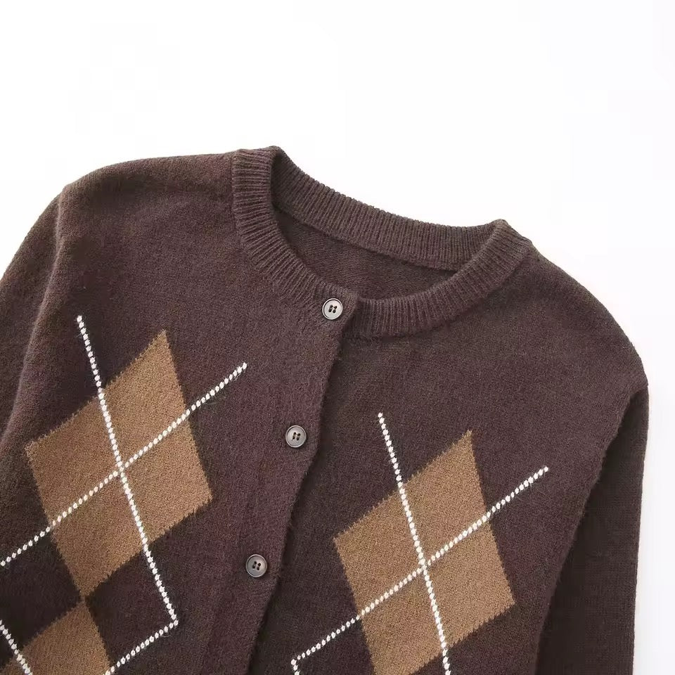 Strickjacke mit Argyle-Muster