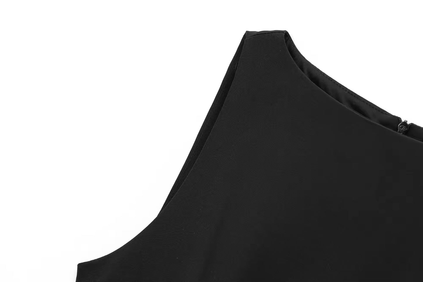 Black mini dress with feather trim
