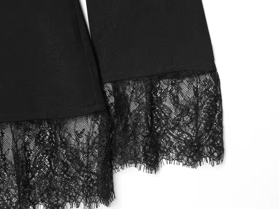 Blazer mit Spitzenbesatz