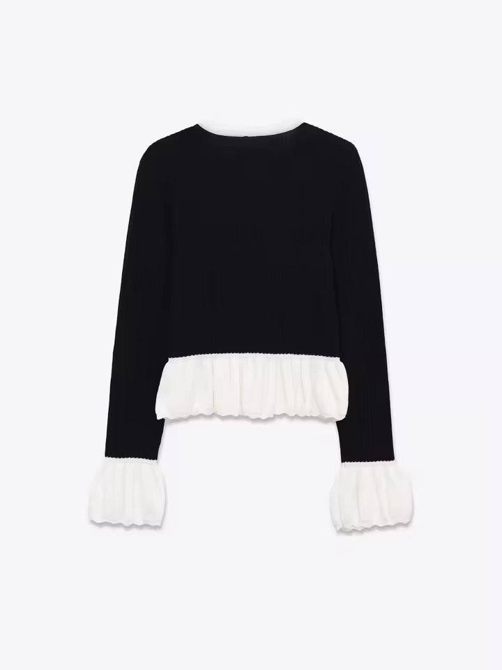 Two-Tone Ruffle Cardigan