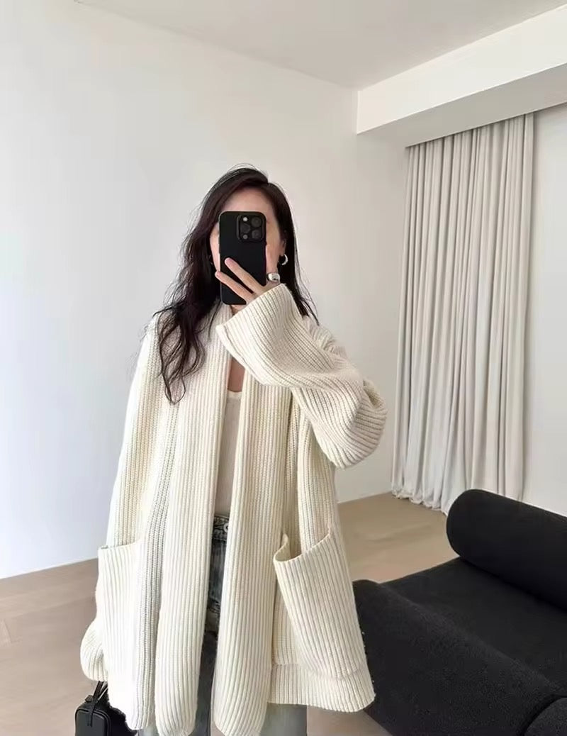 Oversized Strick-Cardigan mit Taschen