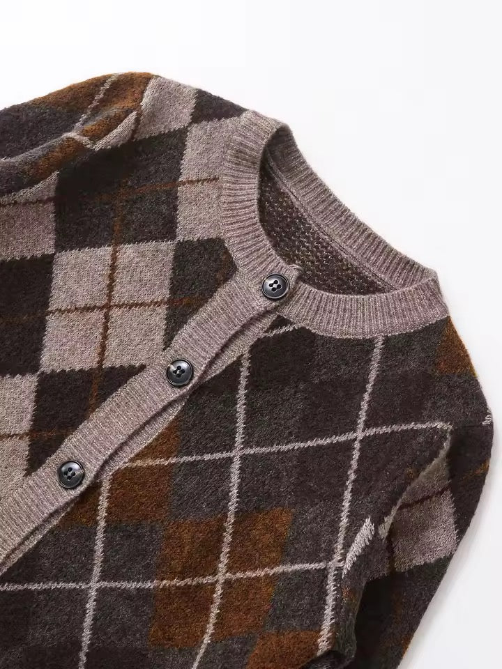 Strickjacke mit Diamantmuster